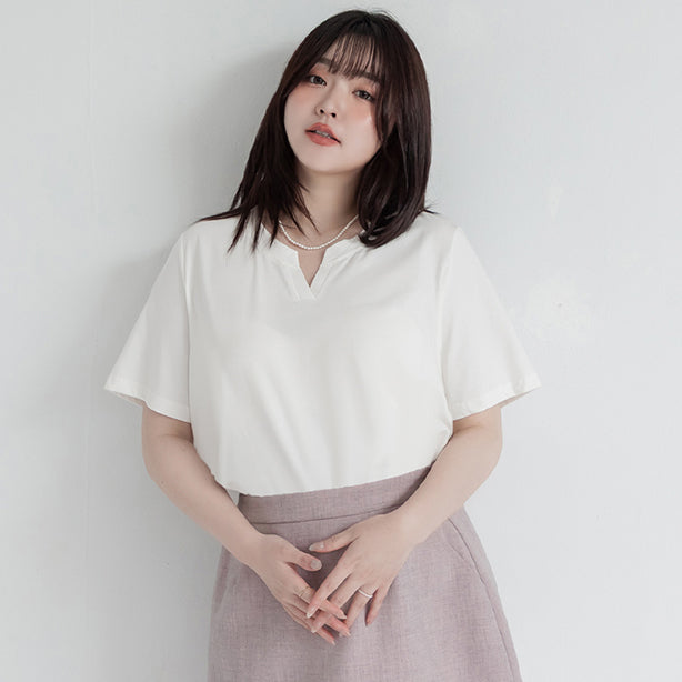 MISS. Silky Cool V-Neck Plus Size Tee