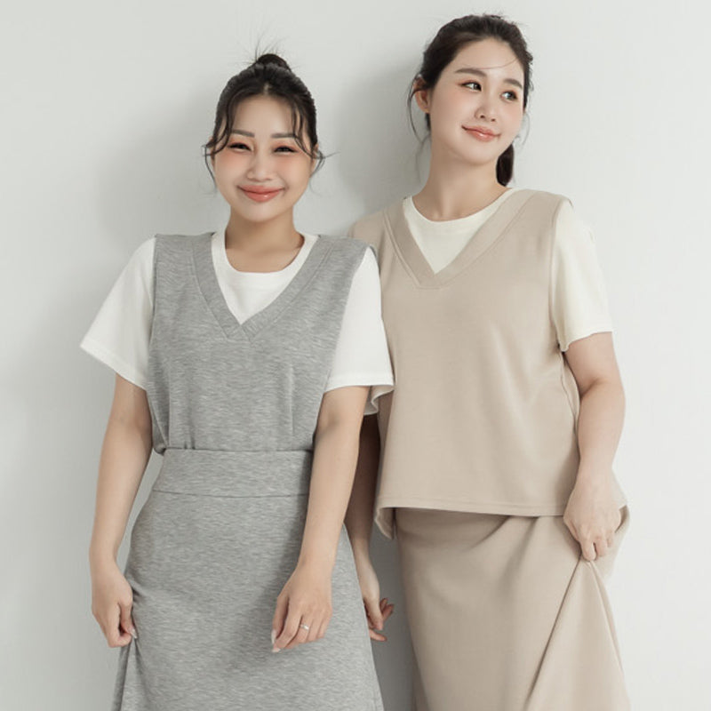 Instant Icy Cooling Cloud Cotton Faux Two Piece Plus Size Tee