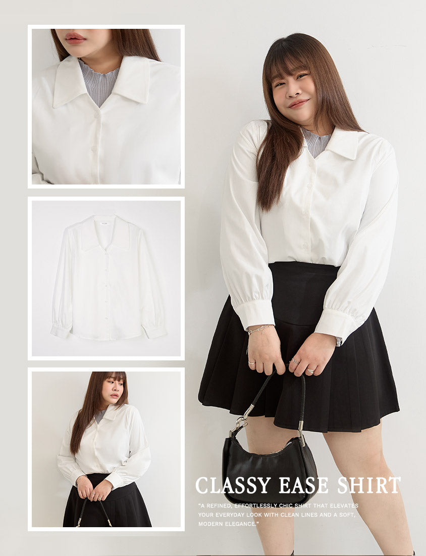 MISS. Elegant V-Neck Plus Size Puff Sleeve Blouse