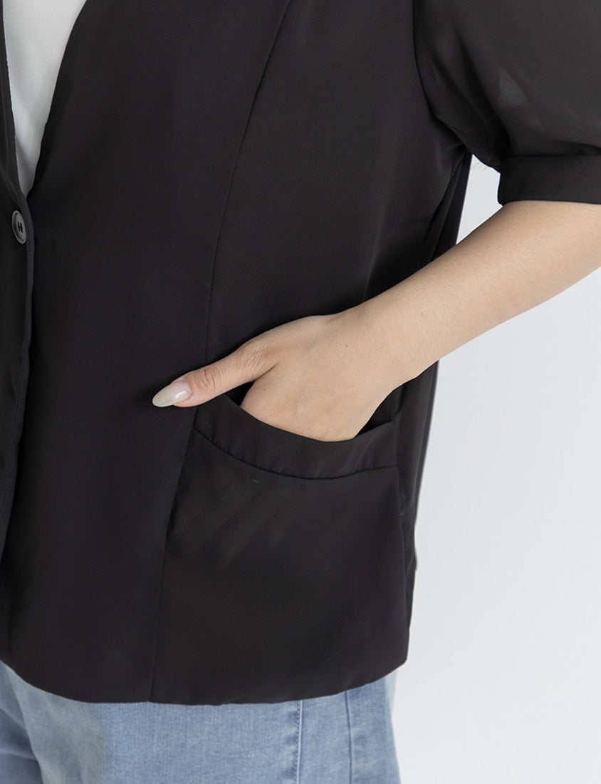MISS. Sheer Chiffon Tailored Plus Size Blazer
