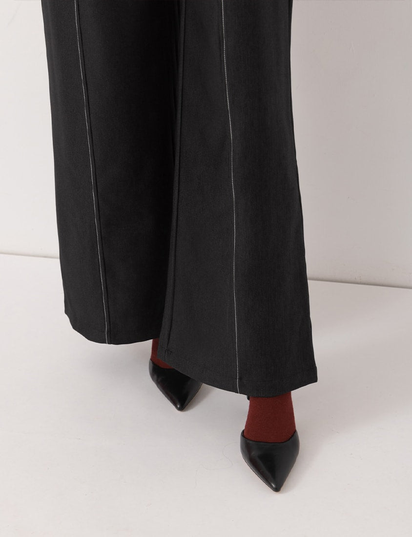 MISS. Slim Fit Colorblock Topstitched Plus Size Tailored Pants