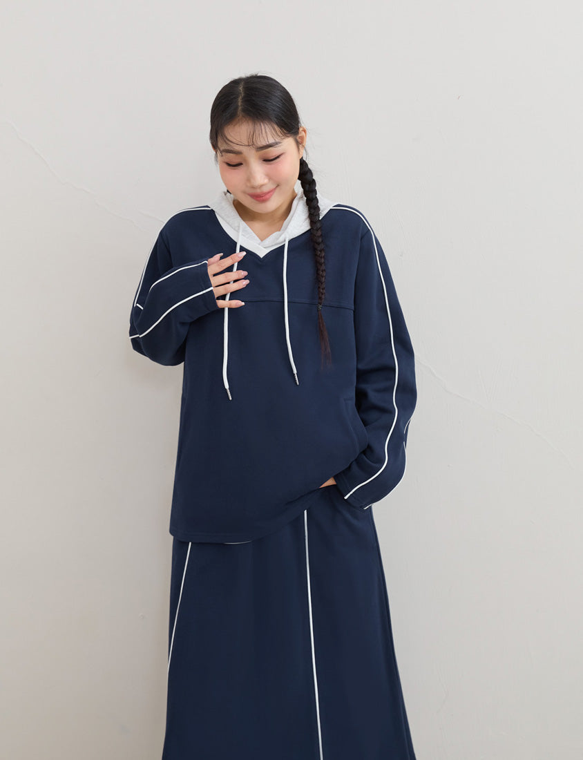 American Sporty Colorblock Oversized Long Sleeve Top (Unisex)