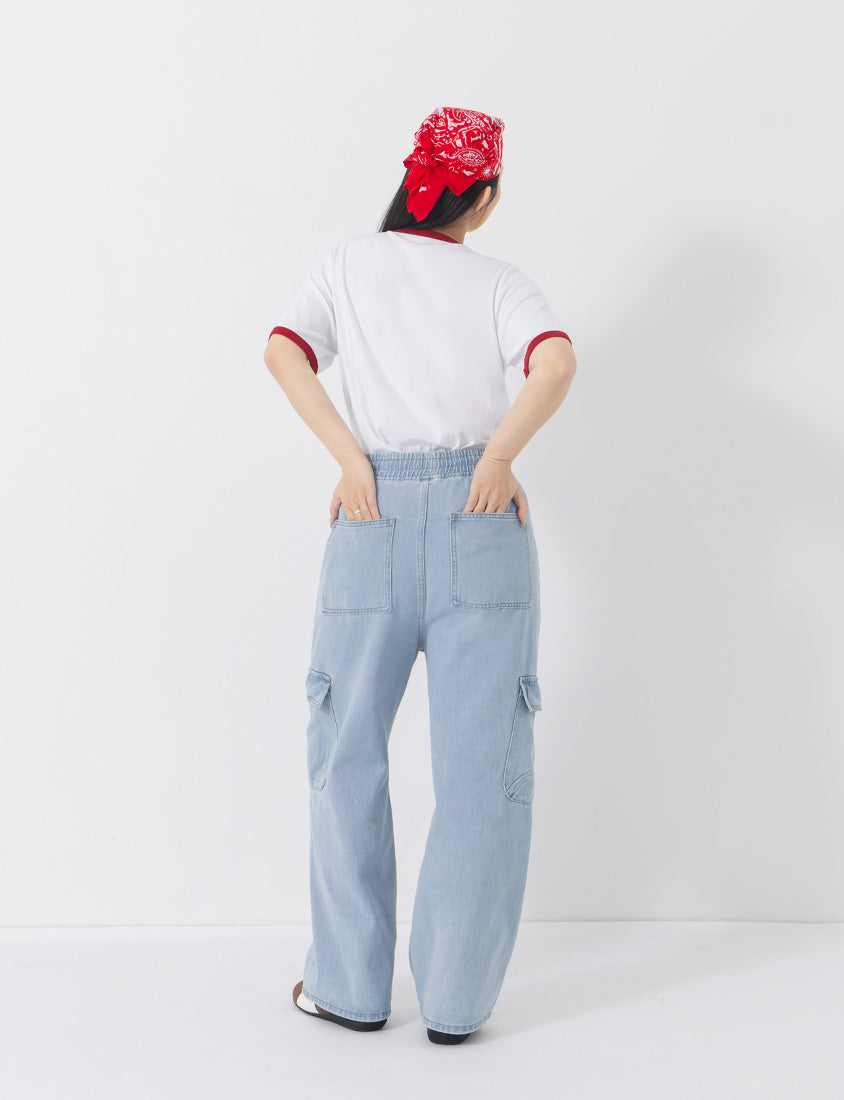 Contrast Cherry Embroidery Crewneck Plus Size Tee
