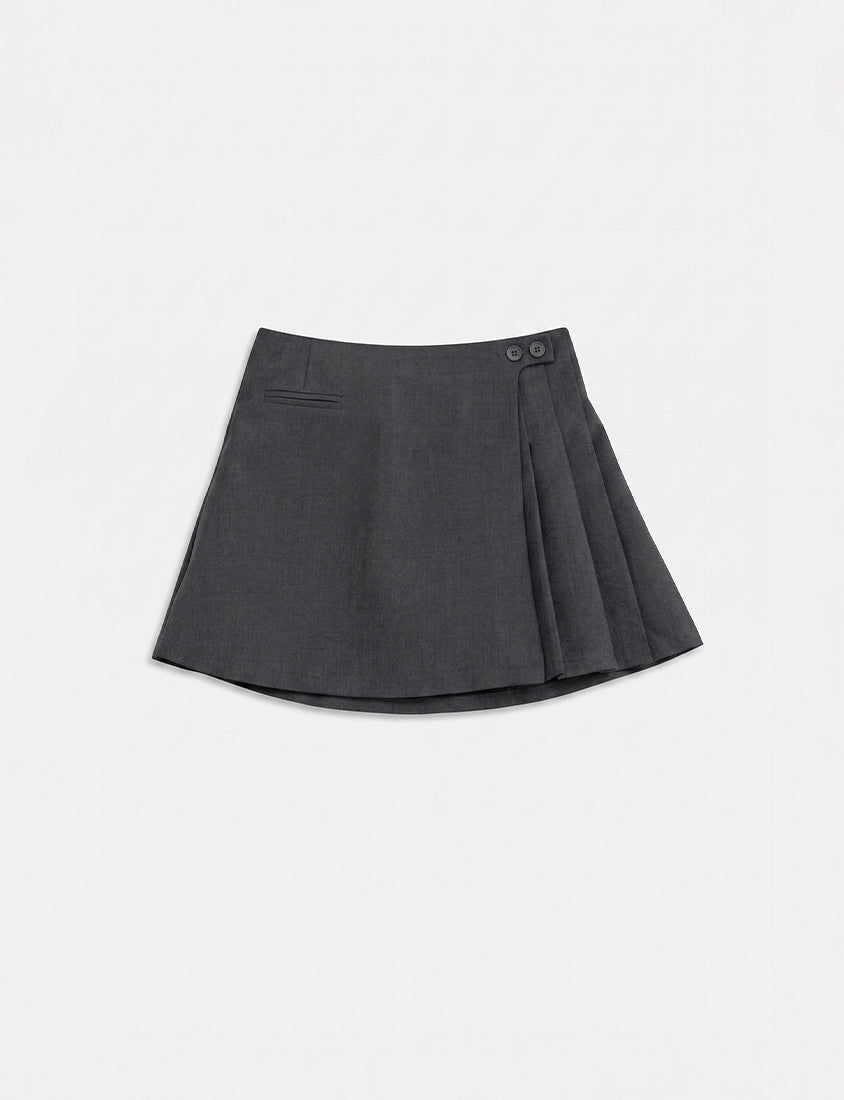 MISS. Slim Fit Asymmetrical Pleated Plus Size Mini Skirt