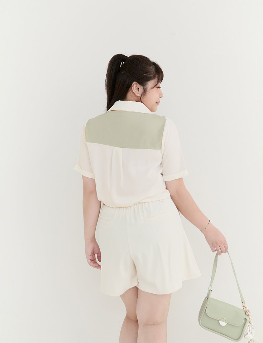 MISS. Morandi Faux Two Piece Plus Size Shirt (With Shawl)