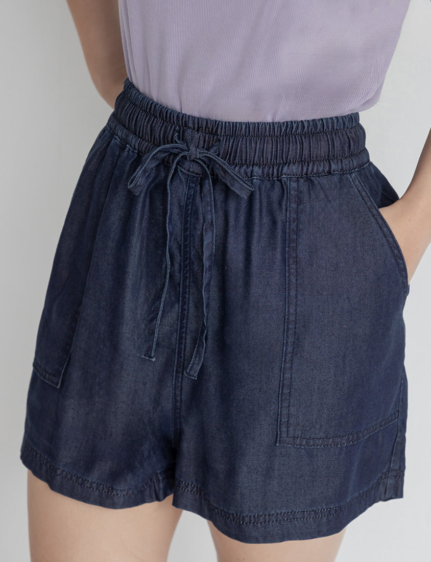 Cooling Soft Drawstring Plus Size Denim Shorts