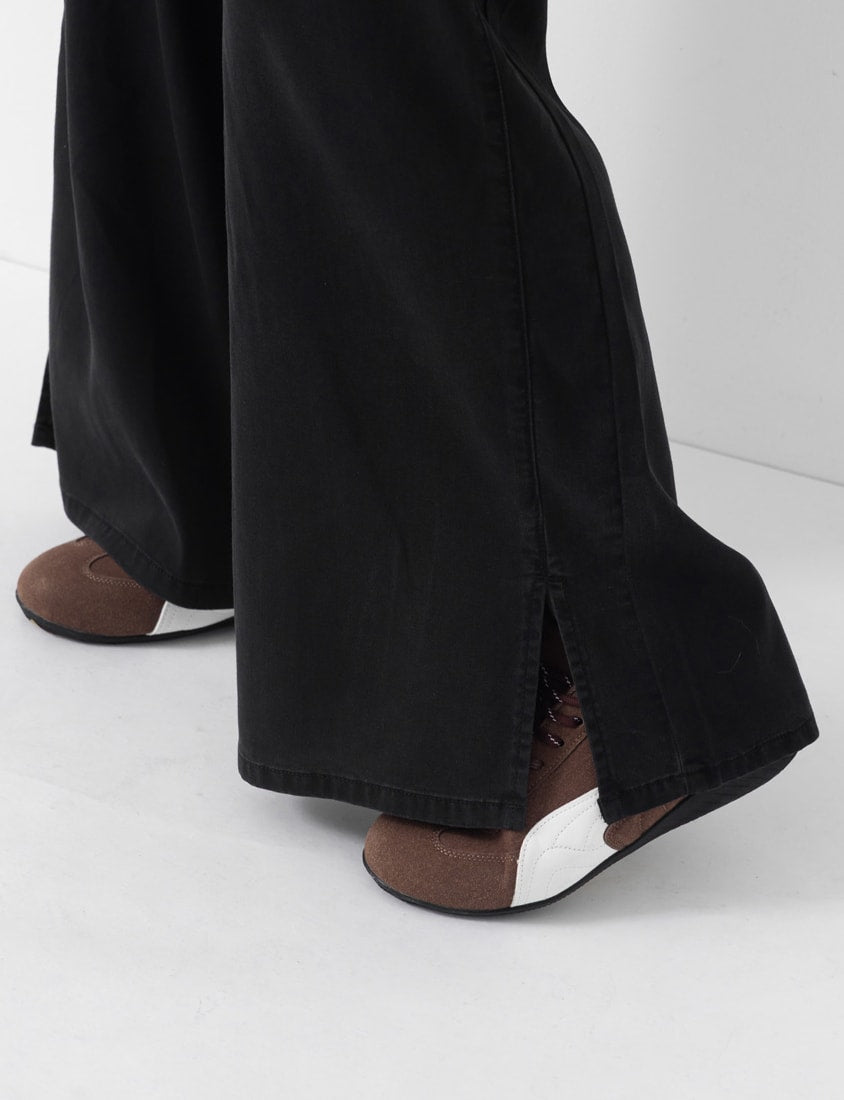 Lightweight Tencel Silky Denim Slit Plus Size Pants