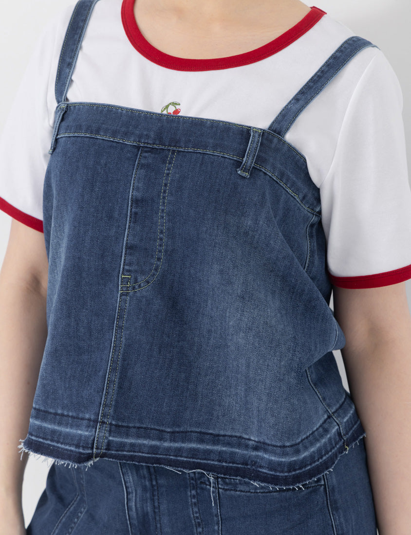 Tencel Denim Elastic Back Plus Size Strap Cami Vest