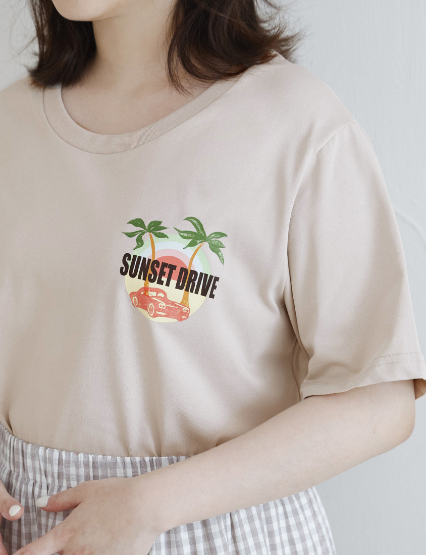 Summer Sunset Graphic Crewneck Plus Size Tee