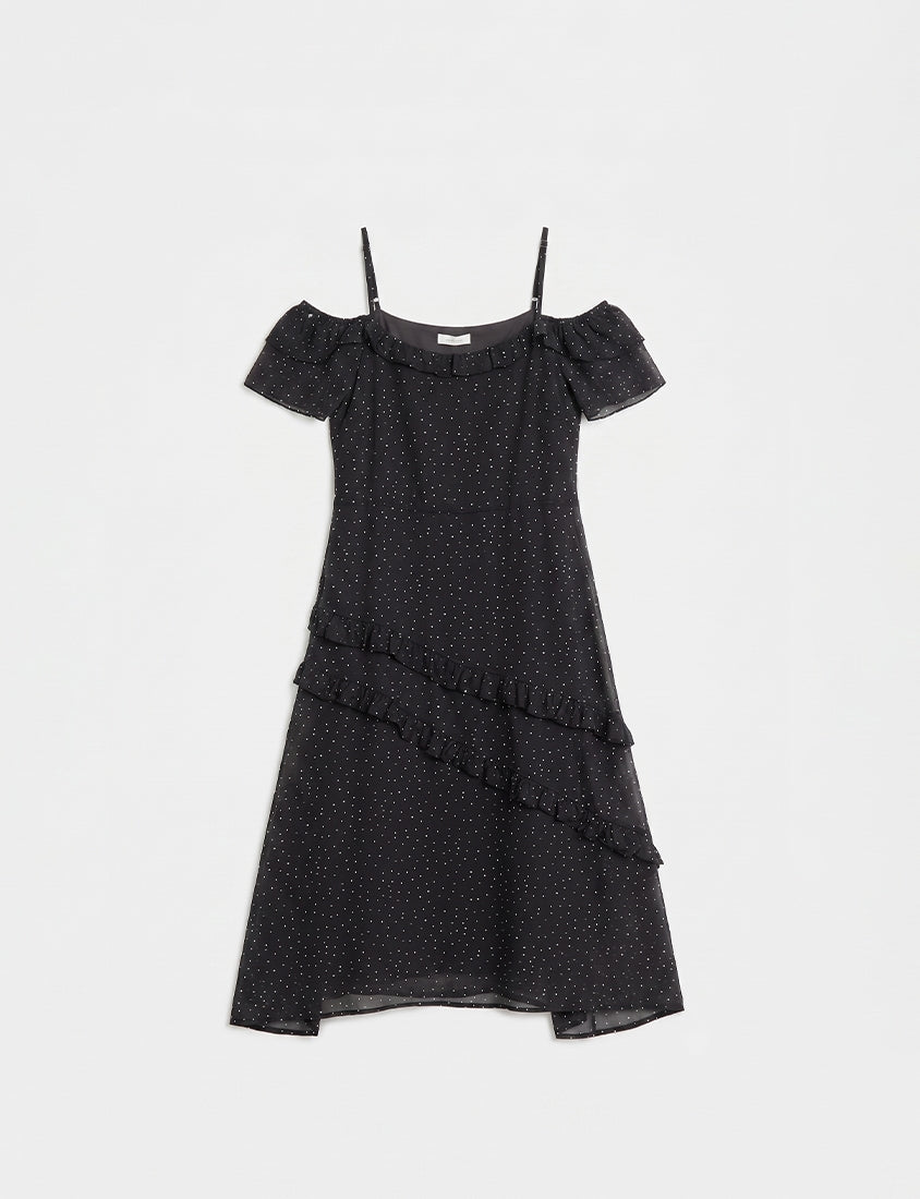Heart Print Off-Shoulder Plus Size Cami Maxi Dress