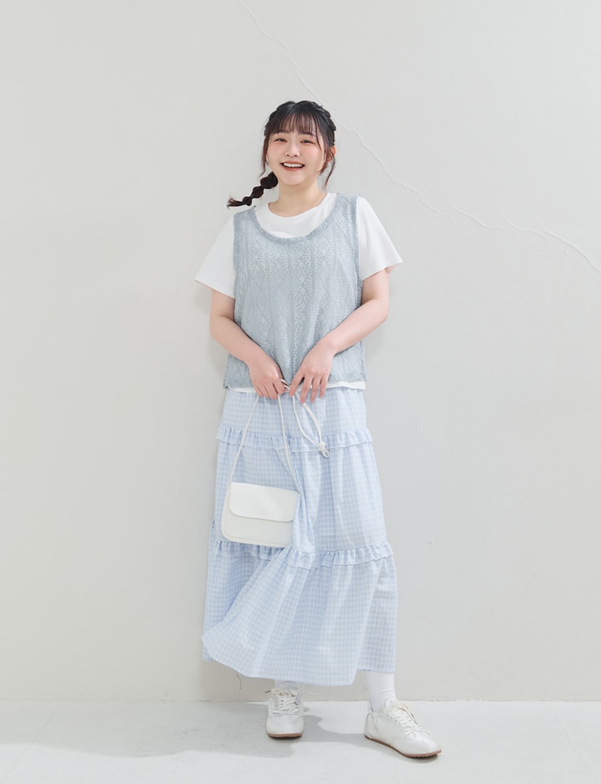 Layered Cutout Vest Two-Piece Plus Size Set