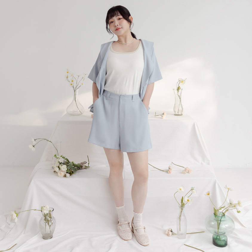MISS. Silky Cooling A-Line Plus Size Tailored Shorts
