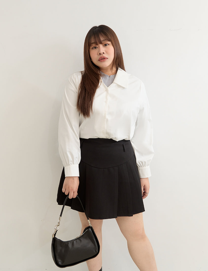 MISS. Elegant V-Neck Plus Size Puff Sleeve Blouse