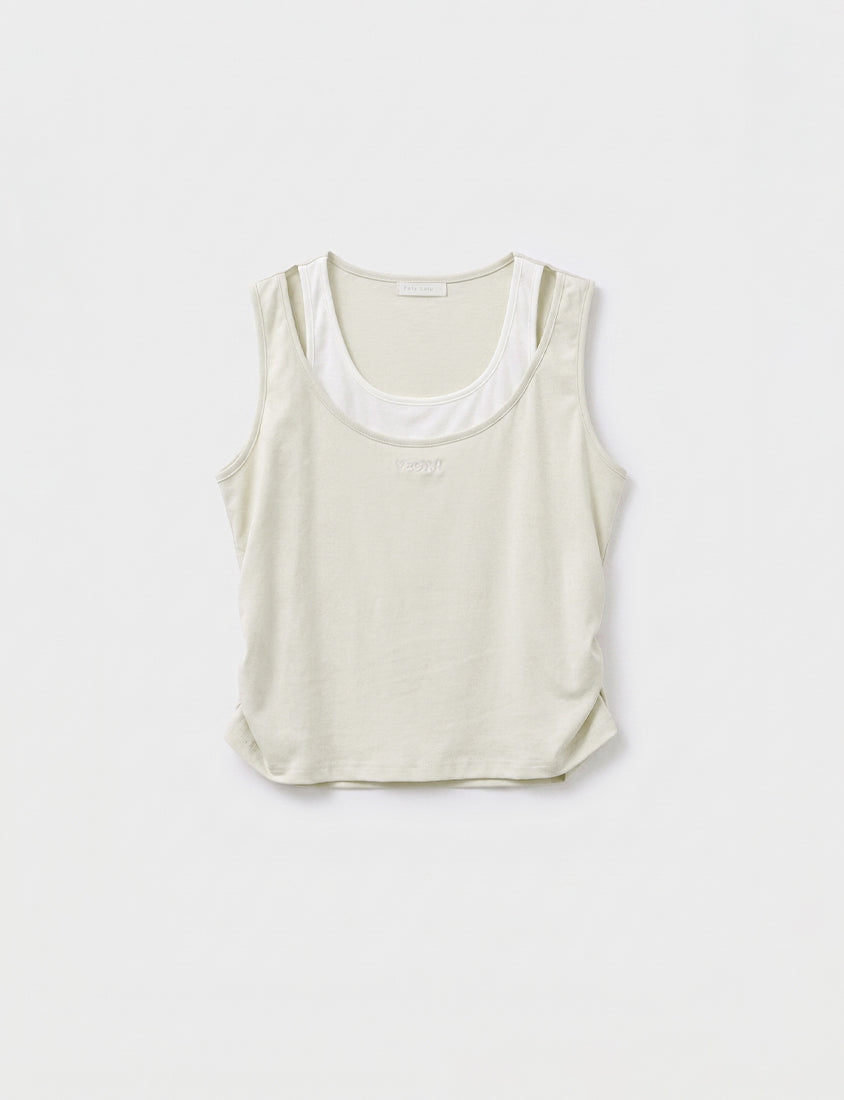 Instant Cooling Cat Paw Embroidered Contrast Plus Size Tank Top