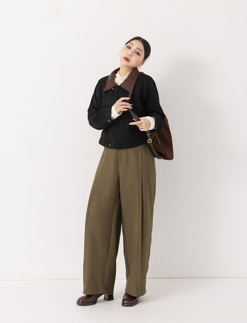 MUA! Topstitched Design Elastic Back Plus Size Tapered Pants
