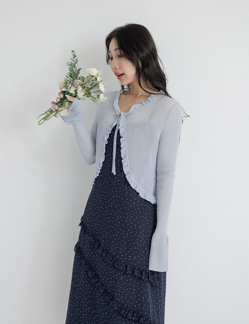 Instant Cooling Tencel Blend Tie-Front Knit Plus Size Cardigan
