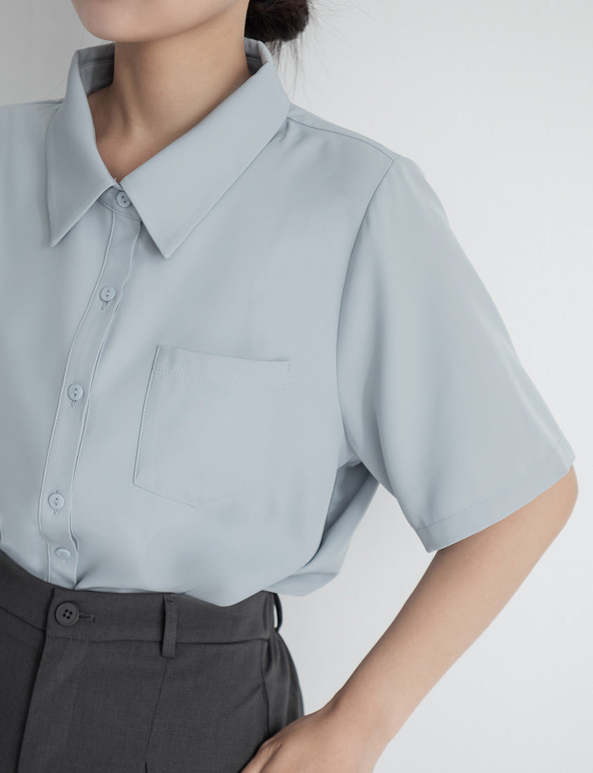 MISS. Silky Cool Classic Morandi Plus Size Shirt