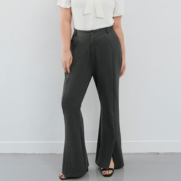 MISS. Apple-Shaped Friendly! Perfect Fit Slit Plus Size Flare Tailored Pants