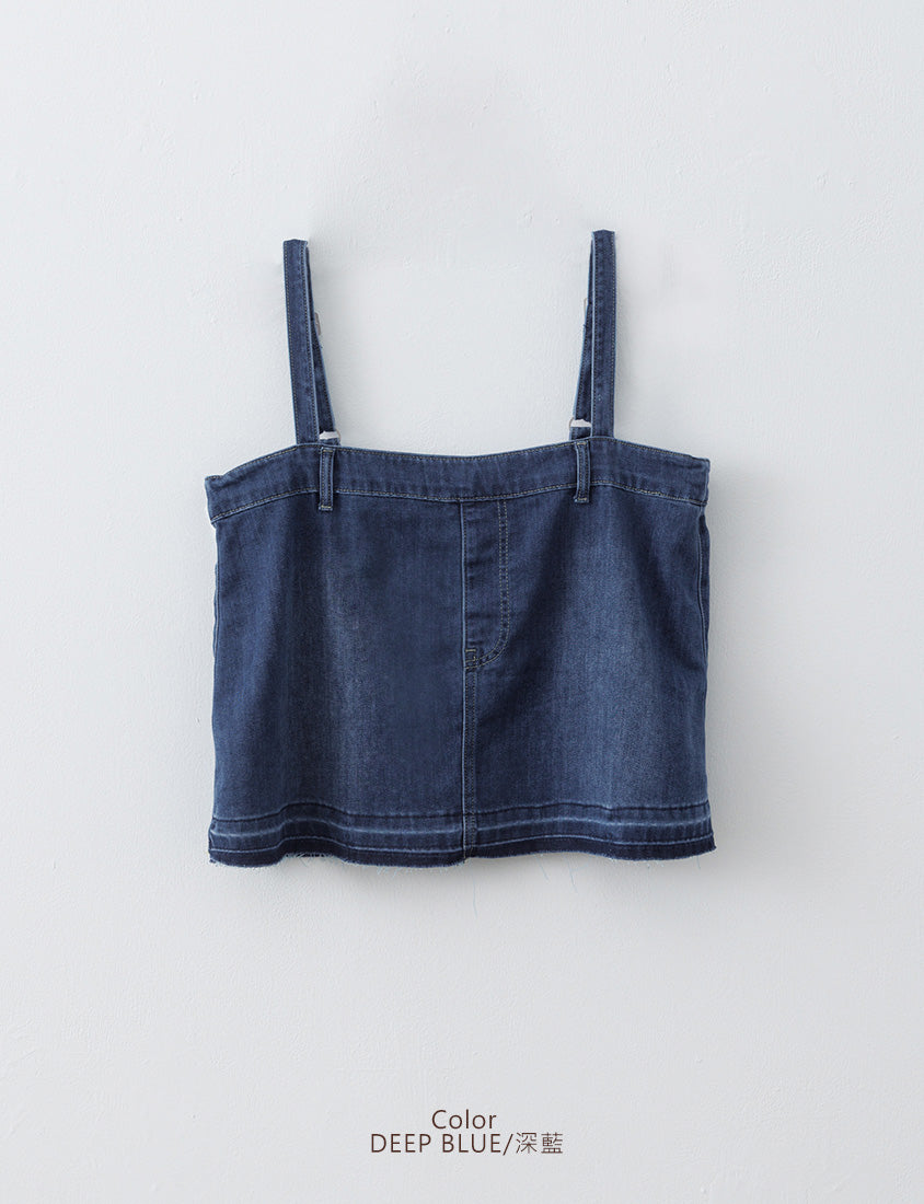 Tencel Denim Elastic Back Plus Size Strap Cami Vest