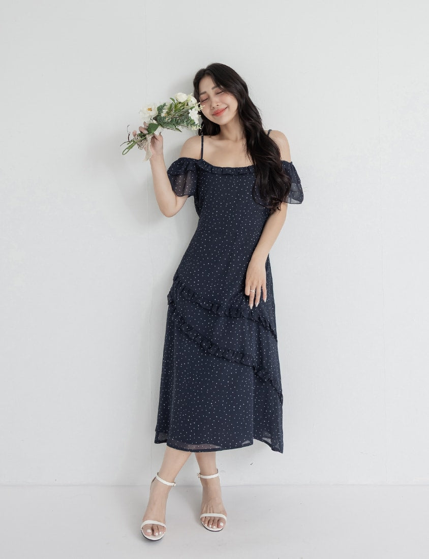 Heart Print Off-Shoulder Plus Size Cami Maxi Dress