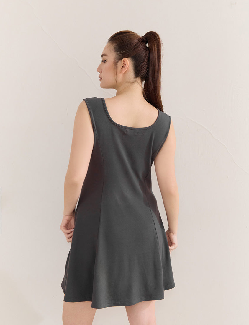 Embroidered Elastic Waist Plus Size Mini Dress