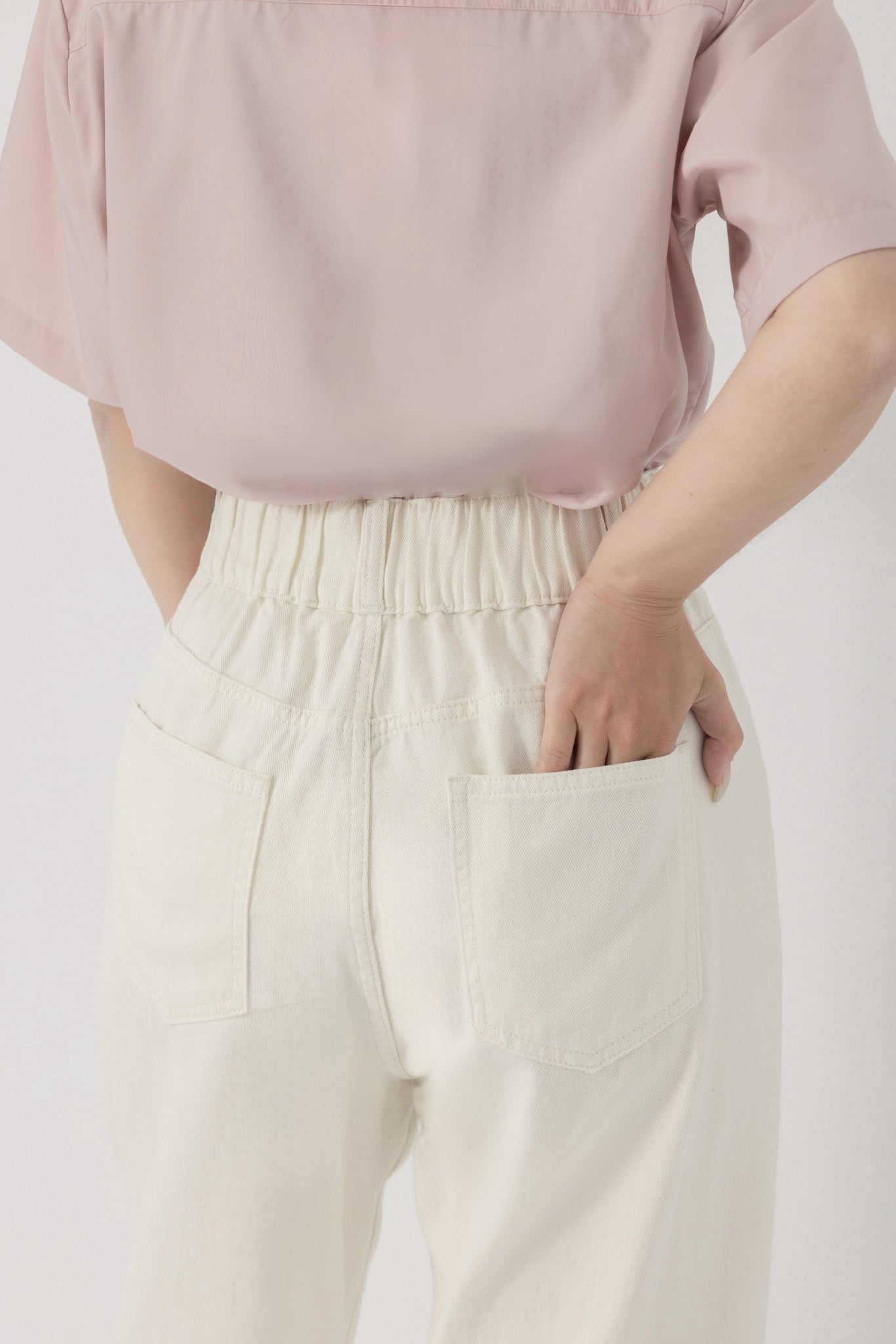 Slim Fit Wide Waistband Twill Plus Size Boyfriend Pants