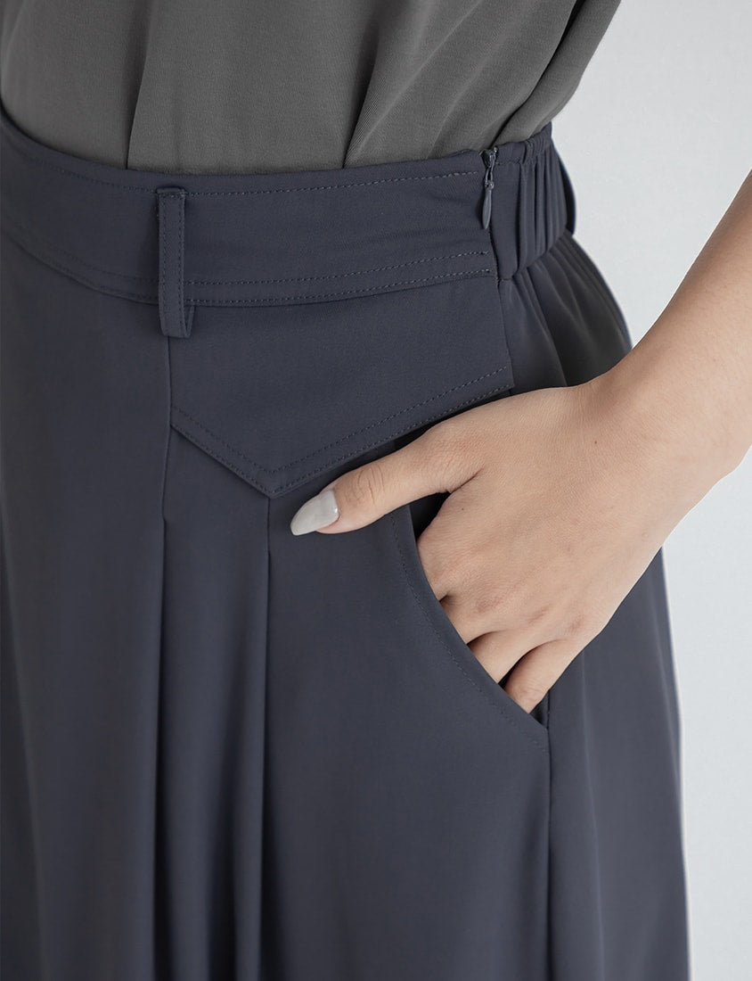MISS. Slim Fit Tailored Pleated A-Line Plus Size Maxi Skirt