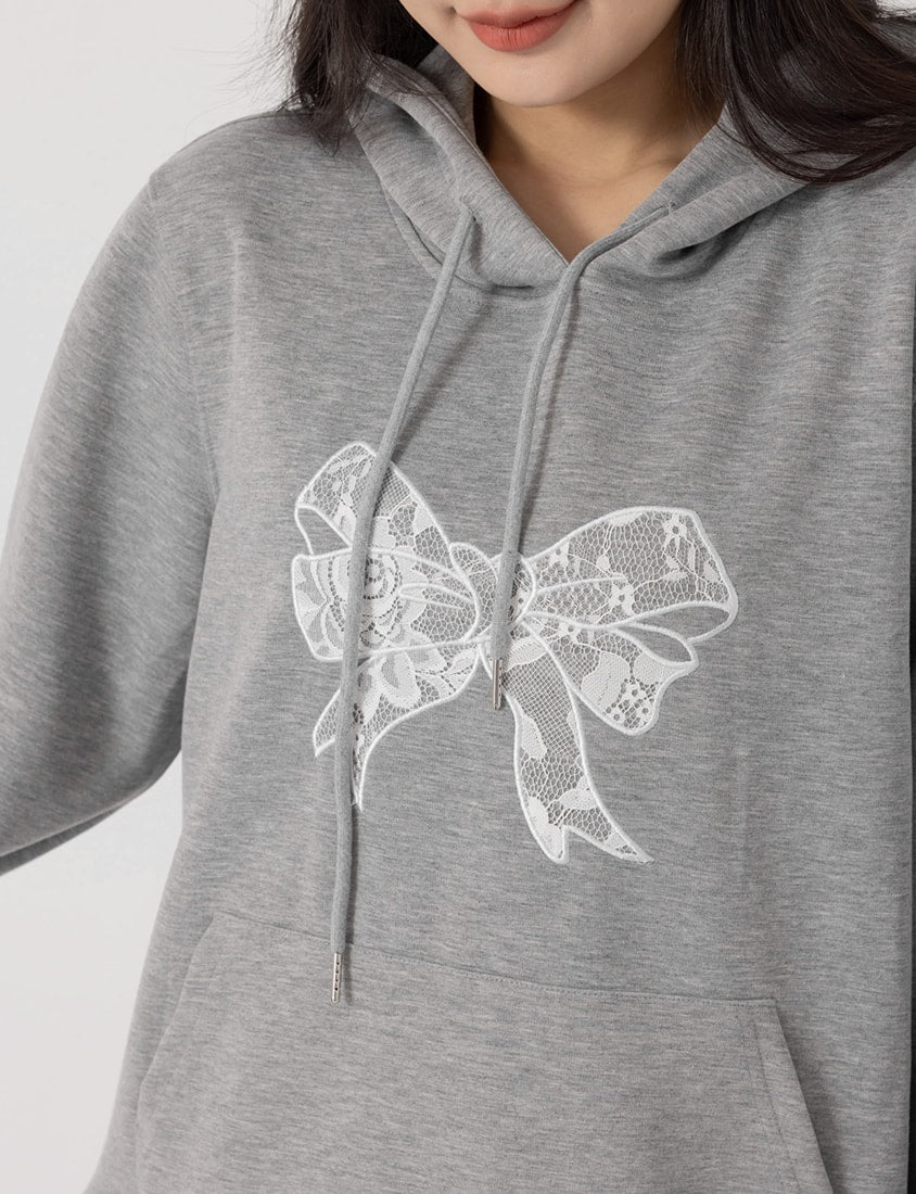 Lace Bow Cloud Cotton Plus Size Hoodie