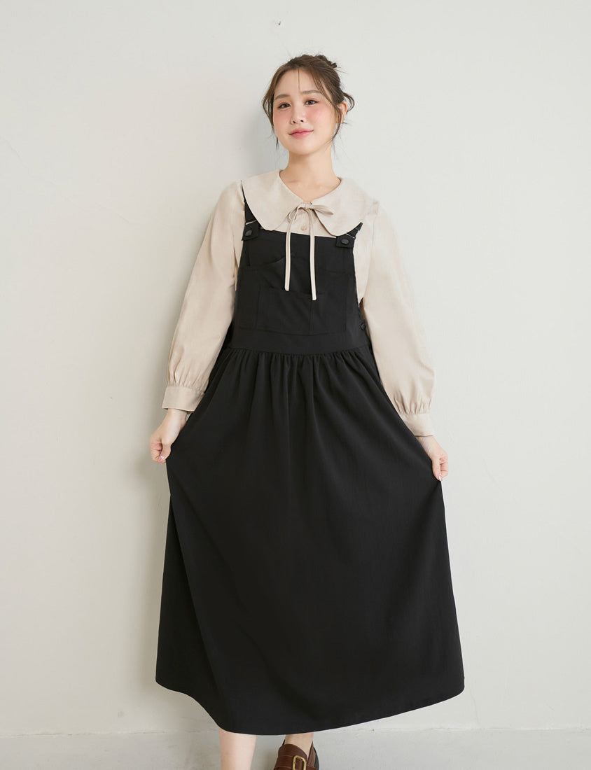 Adjustable Crinkled Utility Pockets Plus Size Cami Dress