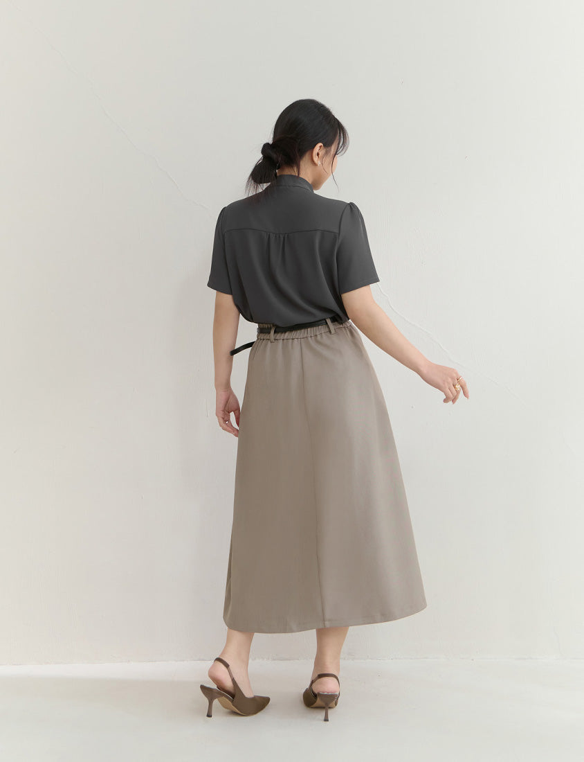 MISS. Elegant Tie-Front Pleated Plus Size Chiffon Top