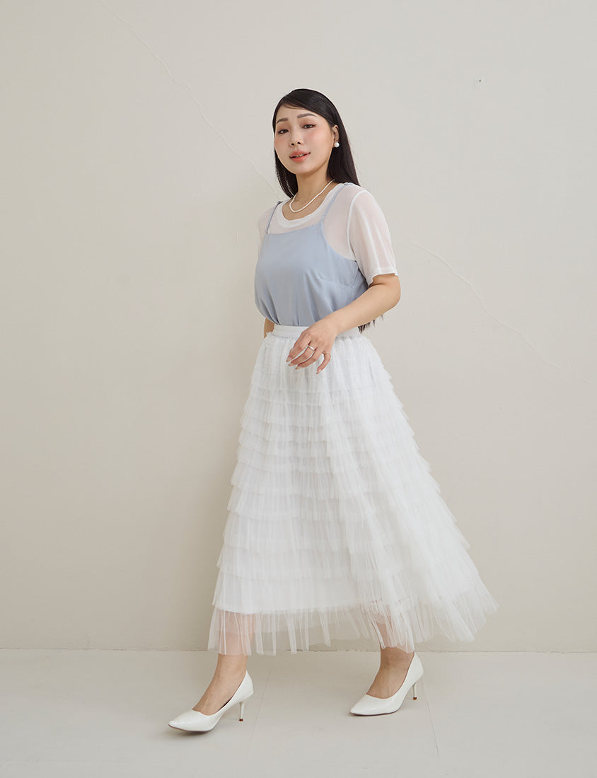 MISS. Casual Sheer Crewneck Plus Size Top