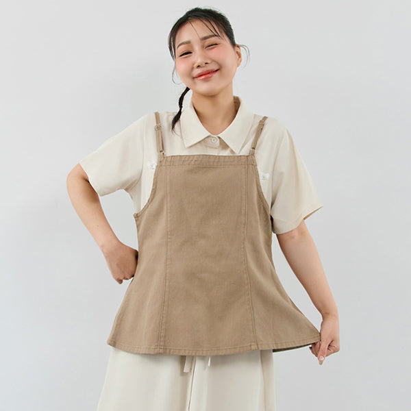 Adjustable Tie Strap Twill Layering Plus Size Camisole Vest