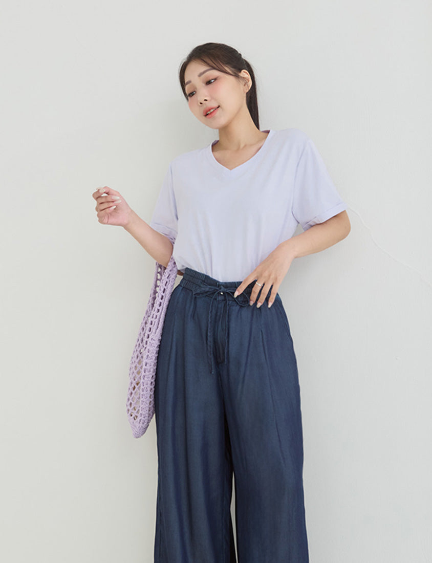 Cooling Lyocell Denim Plus Size Drawstring Pants