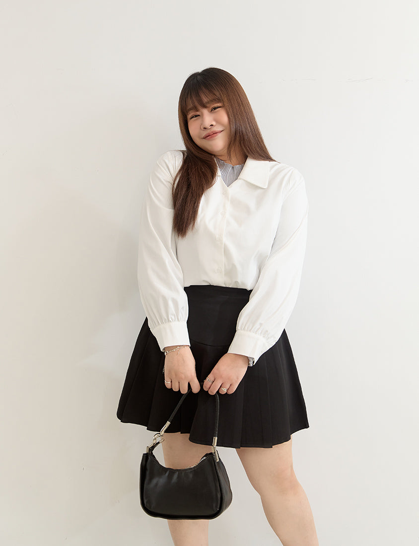 MISS. Elegant V-Neck Plus Size Puff Sleeve Blouse