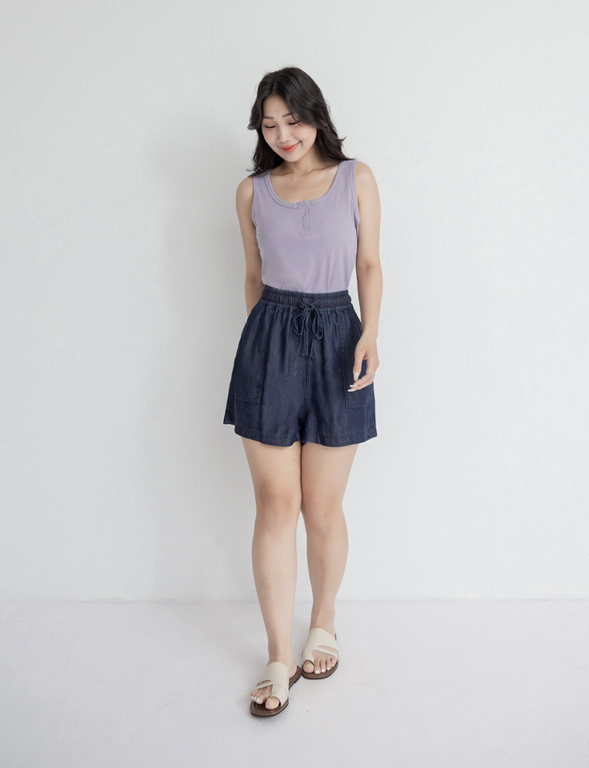 Cooling Soft Drawstring Plus Size Denim Shorts