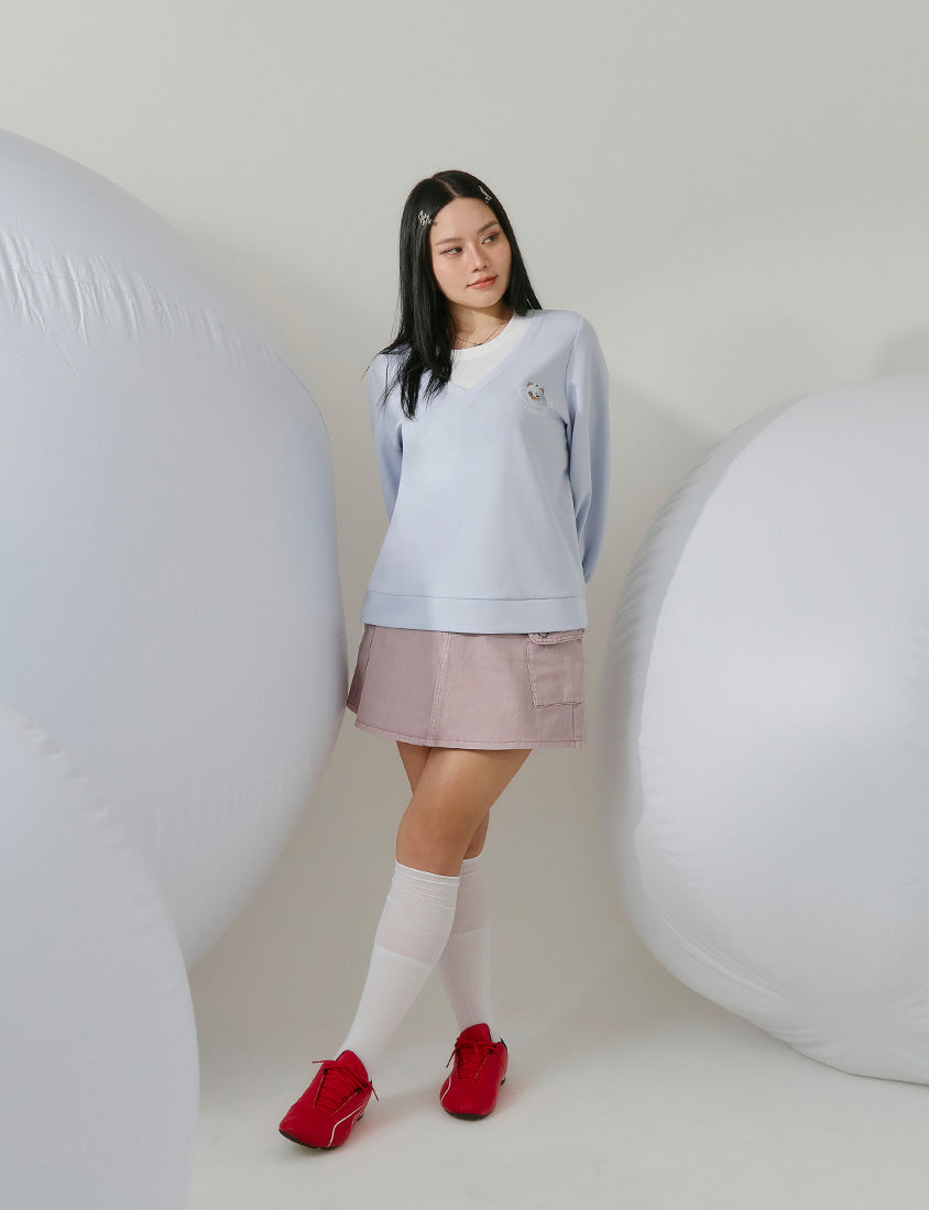 Snowball Cover Cat Faux Layered Plus Size Cloud Cotton Top (Unisex) (MIND.A.DAY Collaboration)