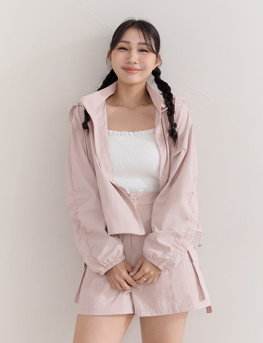 Instant Cooling UV-Protection Cropped Utility Hooded Plus Size Jacket