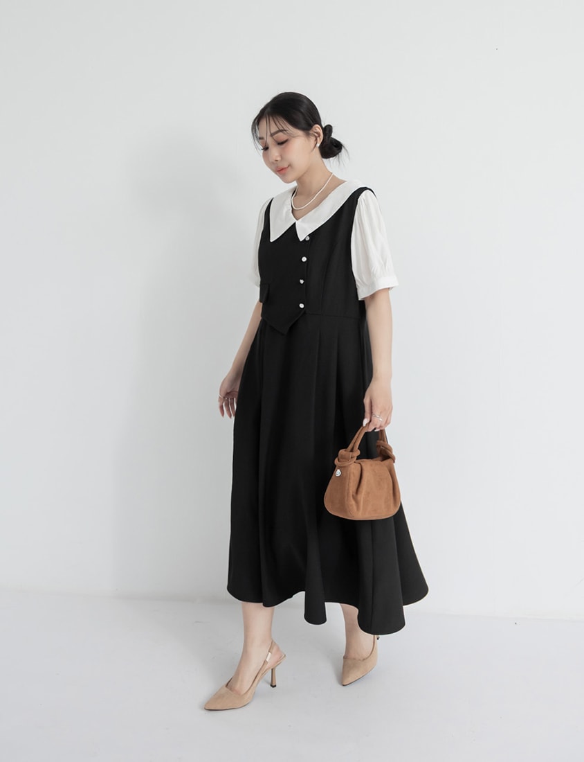 MISS. Faux Two-Piece Tailored Plus Size Maxi Dress