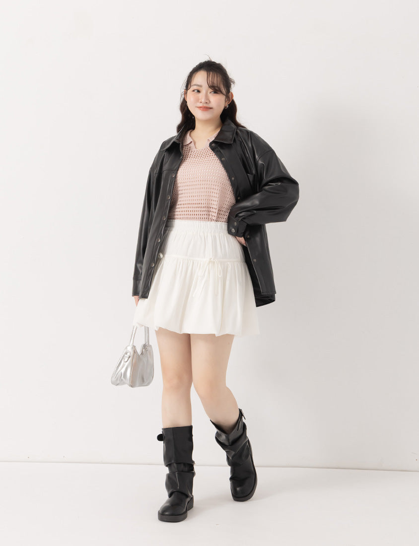 Anti-Pilling Cutout Hollow Collar Plus Size Knit Top