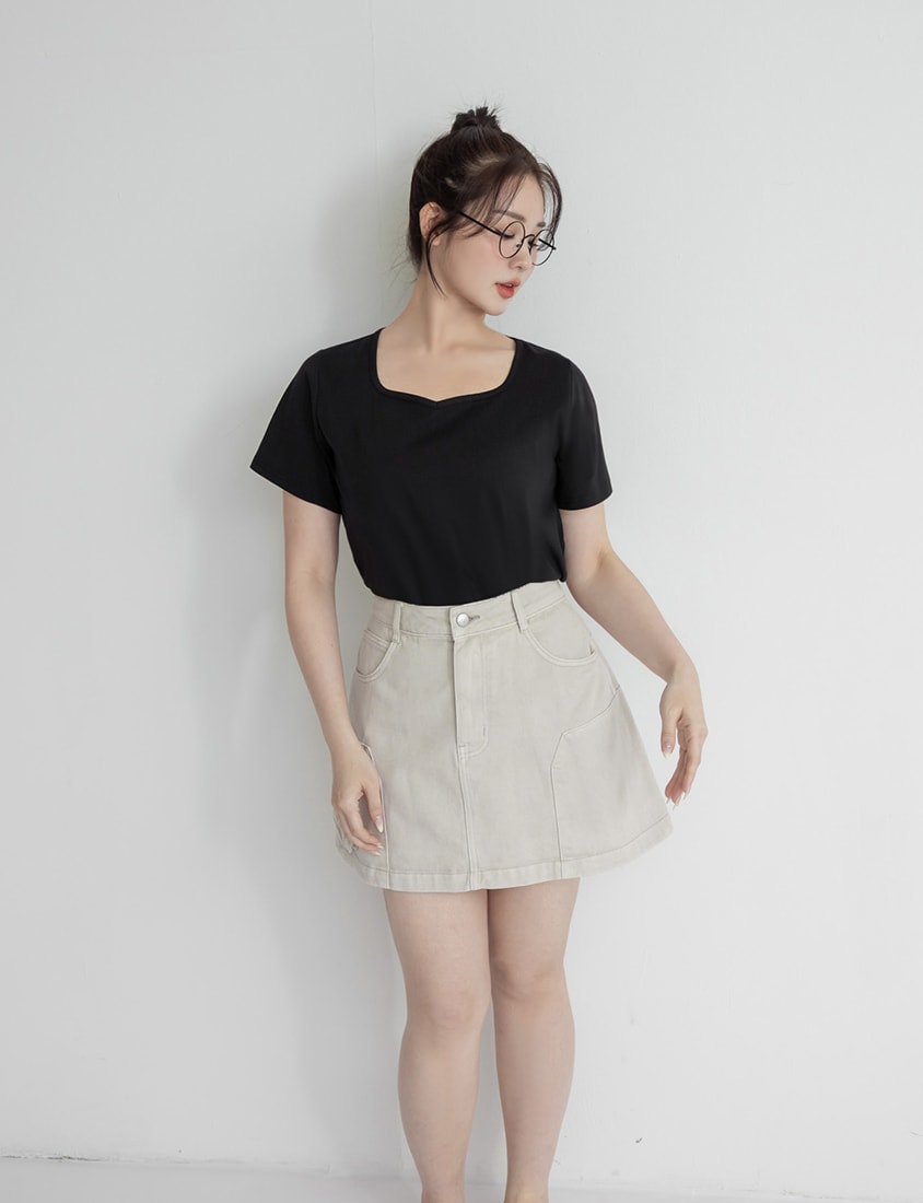 Upgraded 2.0! Sweetheart Neckline Plus Size Slim Tee