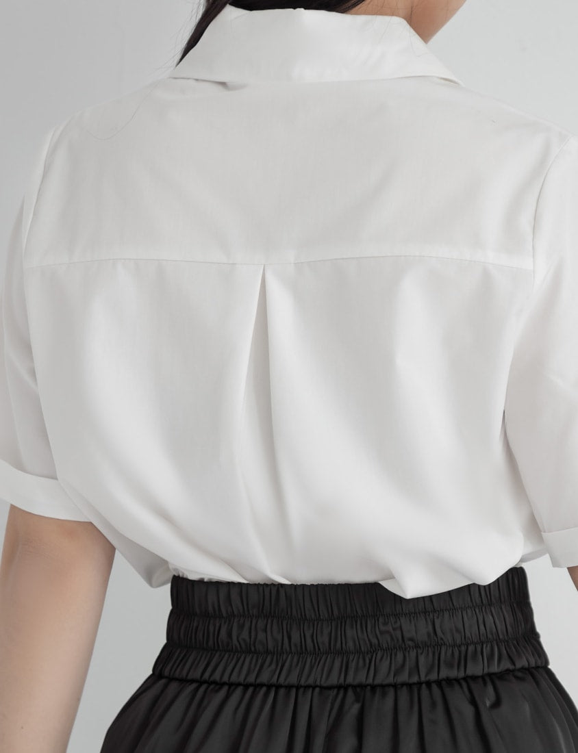 MISS. Minimal V-Neck Placket Rolled Sleeve Plus Size Shirt
