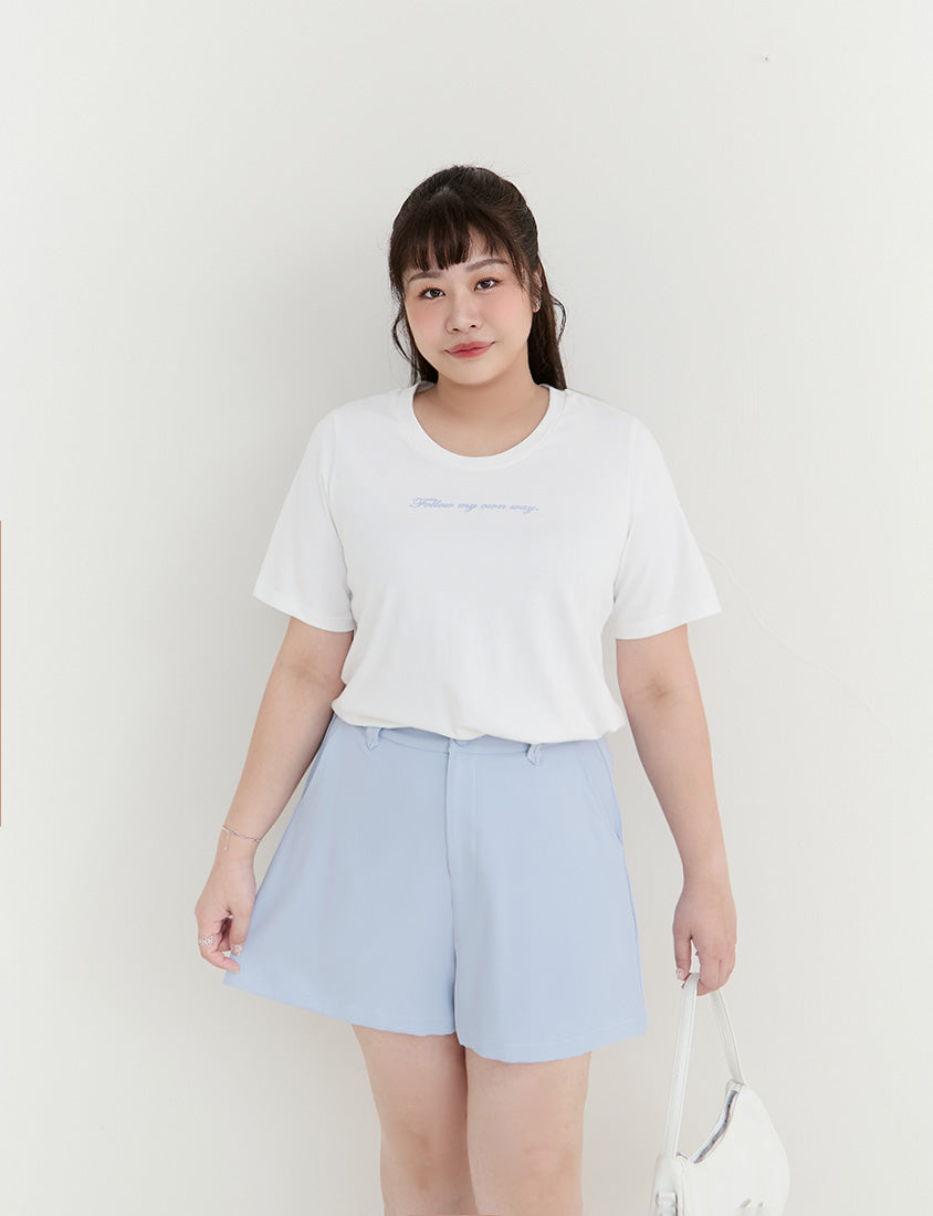 MISS. Elegant Contrast Letter Print Plus Size Tee