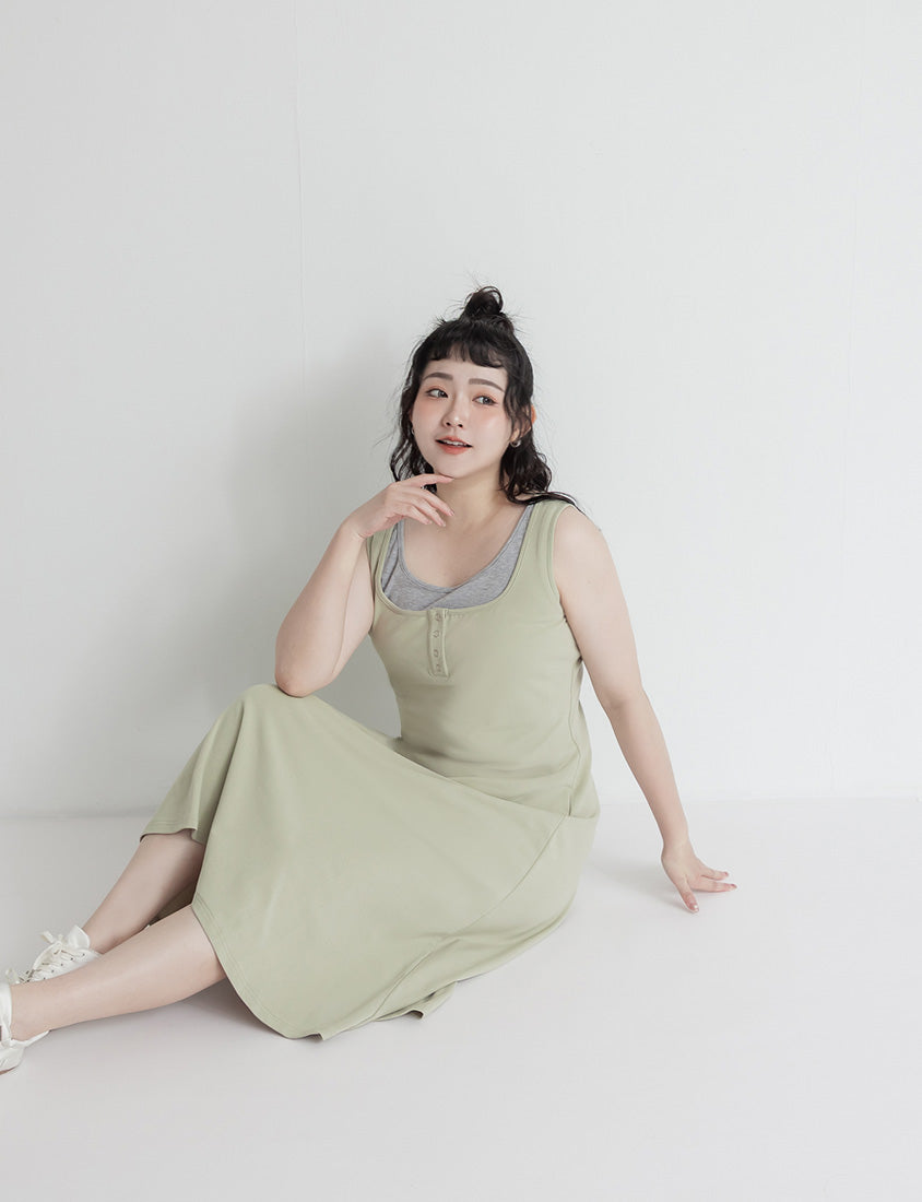 Skin-Friendly Stretch Faux Two Piece Plus Size Maxi Dress