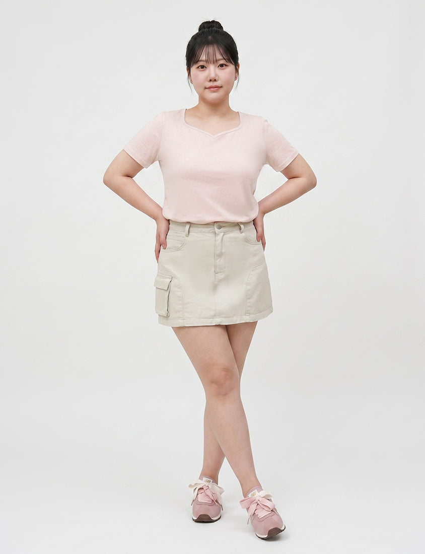 Sweet & Edgy Utility Cargo Pocket A-Line Plus Size Mini Skirt
