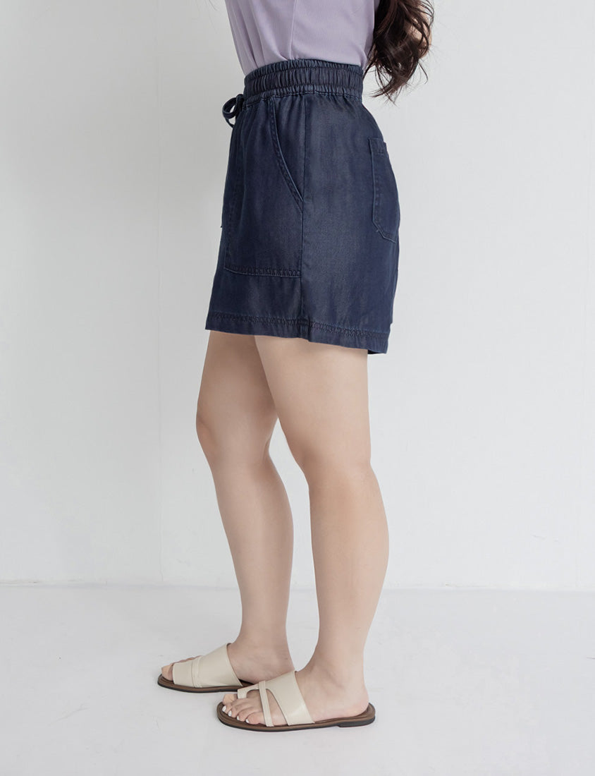 Cooling Soft Drawstring Plus Size Denim Shorts