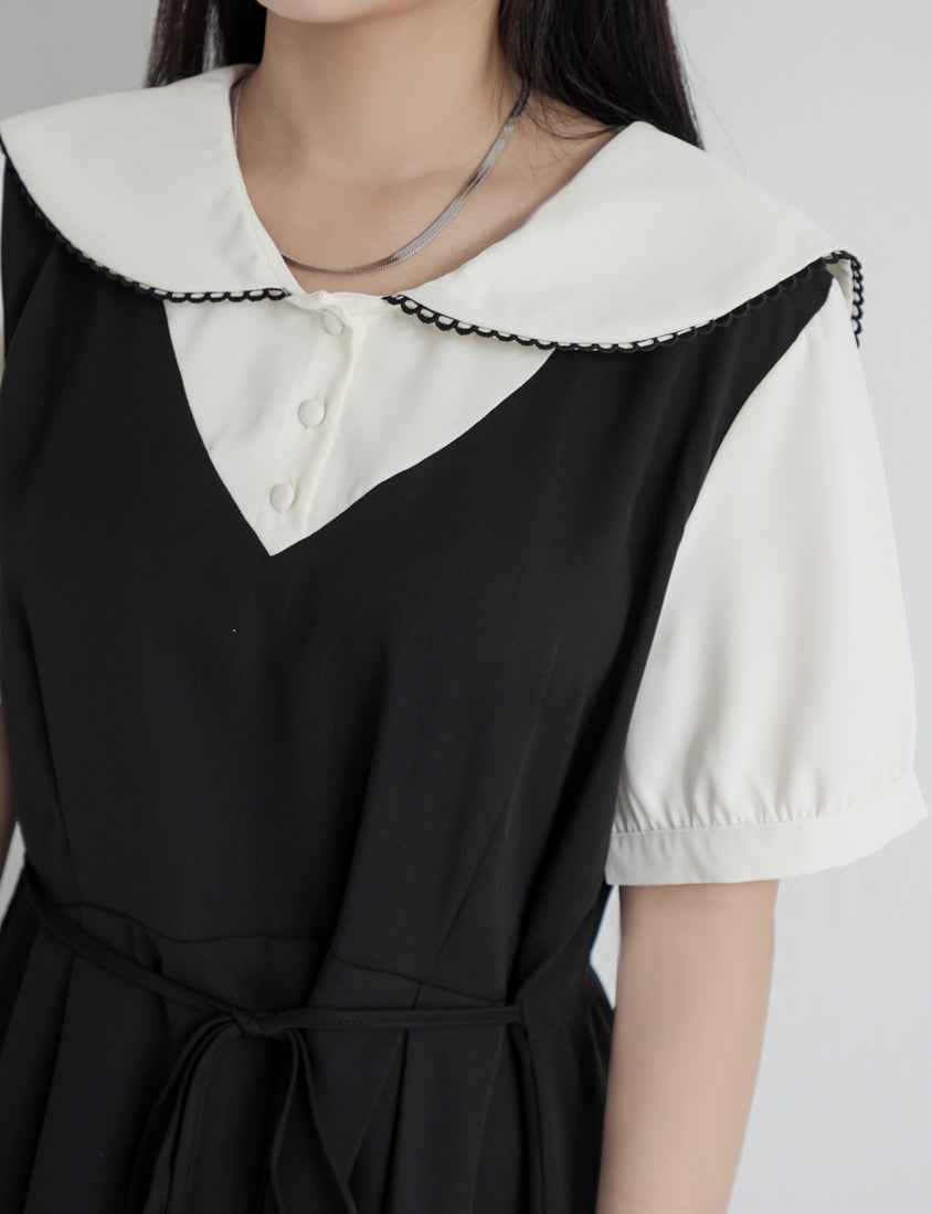 MISS. Preppy Faux Two Piece Collar Plus Size Mini Dress