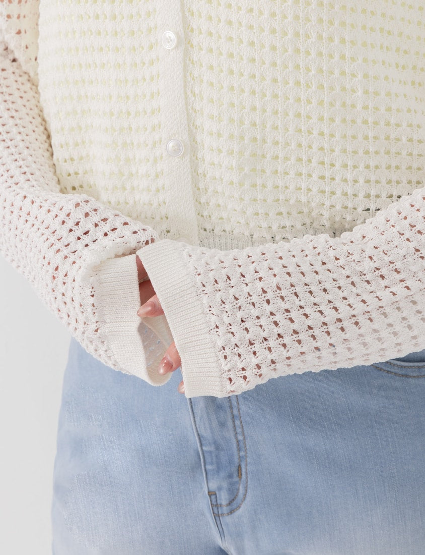 Ice Silk Button-Up Hooded Plus Size Knit Cardigan