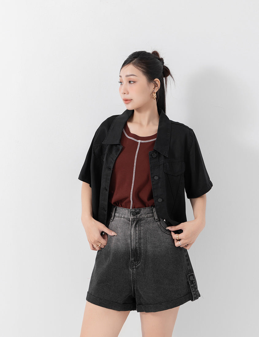 MUA! Gradient Cuffed Denim Plus Size Shorts