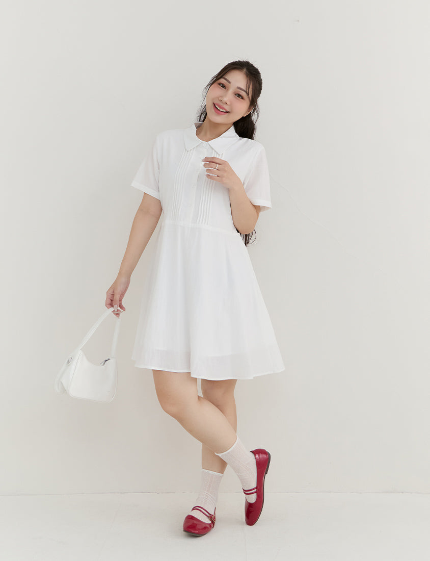 Casual Skin-Friendly Pleated Plus Size Mini Dress