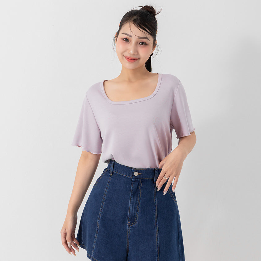 Instant Cooling Cloud Cotton Square Neck Plus Size Tee
